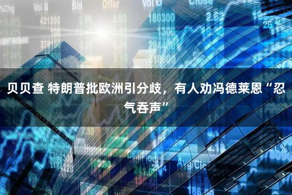 贝贝查 特朗普批欧洲引分歧，有人劝冯德莱恩“忍气吞声”